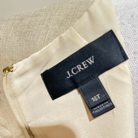 J crew metallic gold linen Dress grommet detail split neck front pockets size 16 - Picture 10 of 10